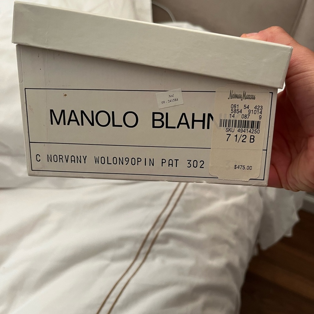 Manolo Blahnik nude patent leather shoe